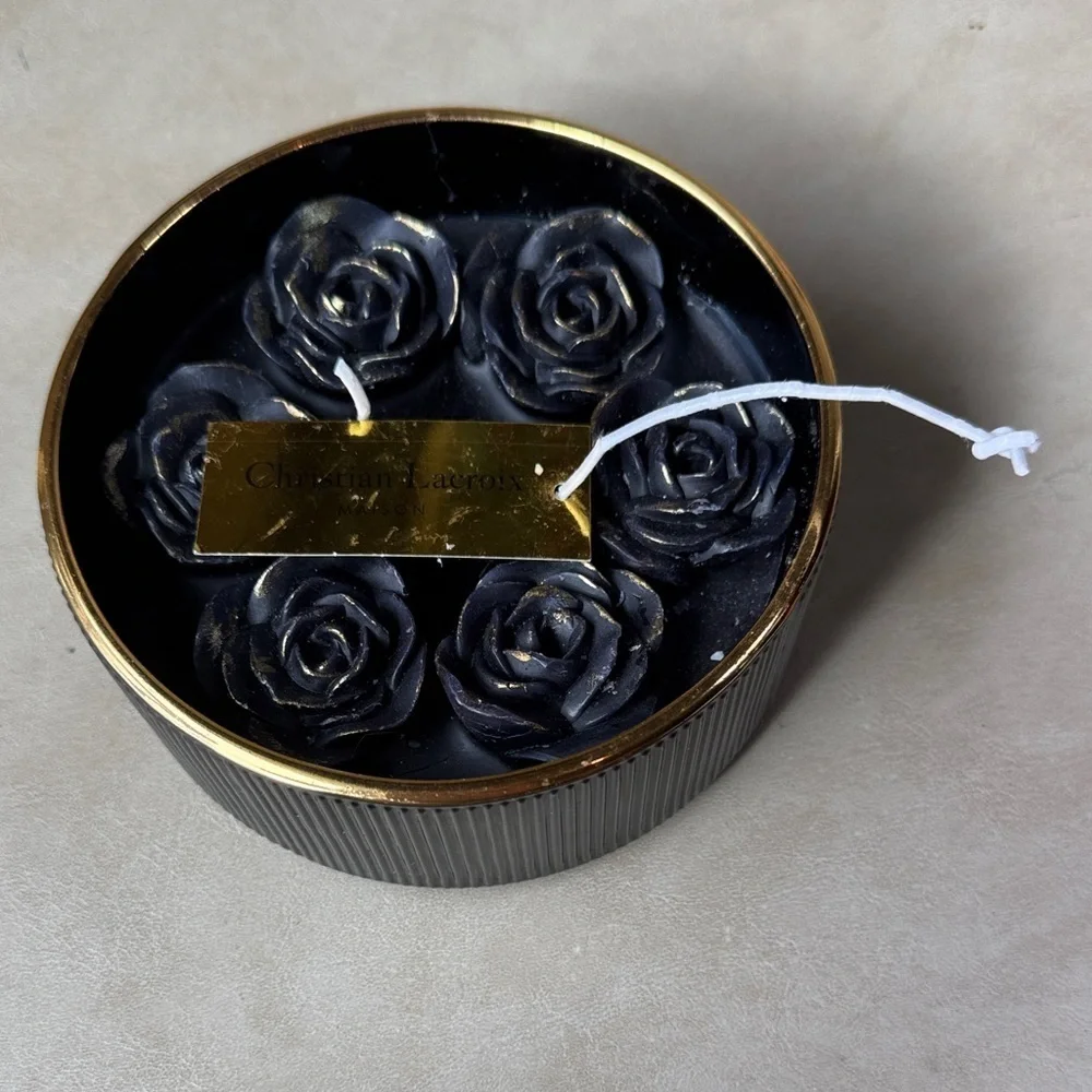 Christian Lacroix Black and Gold Midnight Garden Rose Candle Set 7.8oz